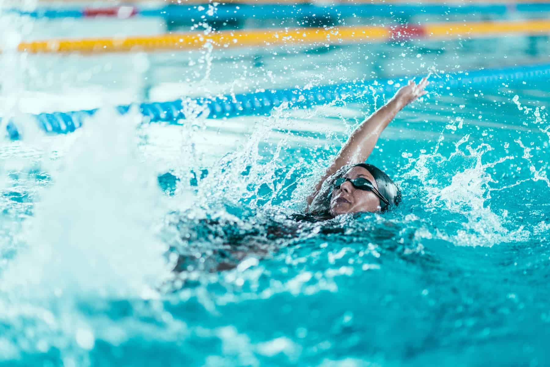 A woman has chosen swimming as her regular exercise routine to better cope with stress and maintain her fitness and health.