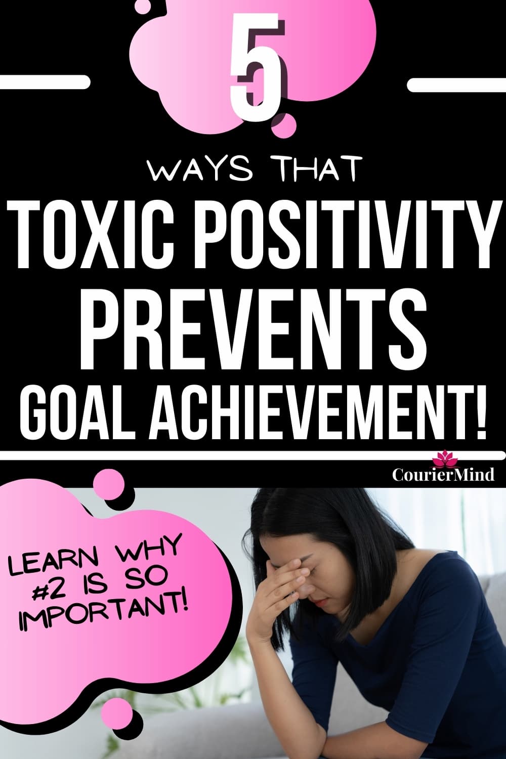 An Asian woman feeling sad as she realizes the pressure of toxic positivity has affected her goal achievement.