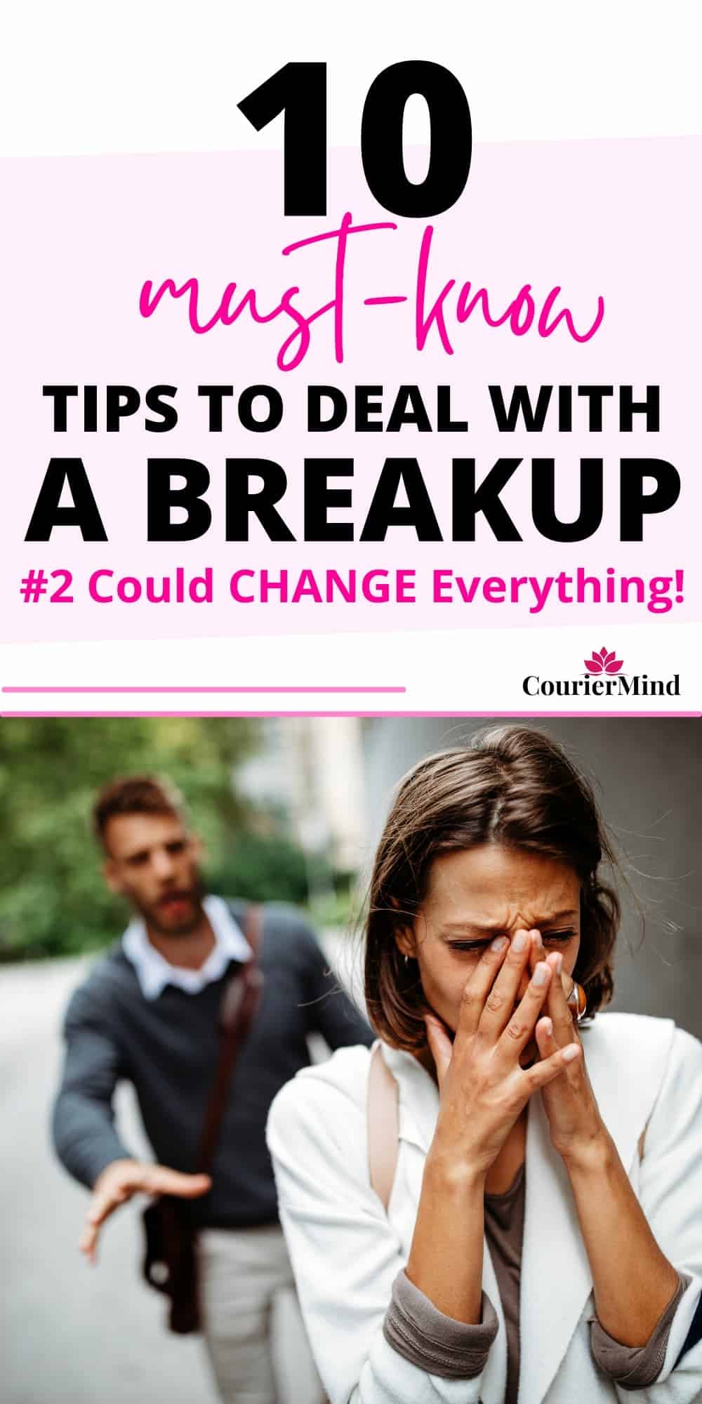 A woman, unsure of how to cope with her breakup, walks away as her ex tries to stop her.