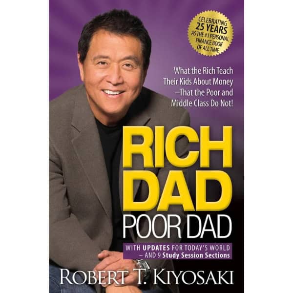 Rich Dad Poor Dad by Robert T Kiyosaki book cover.