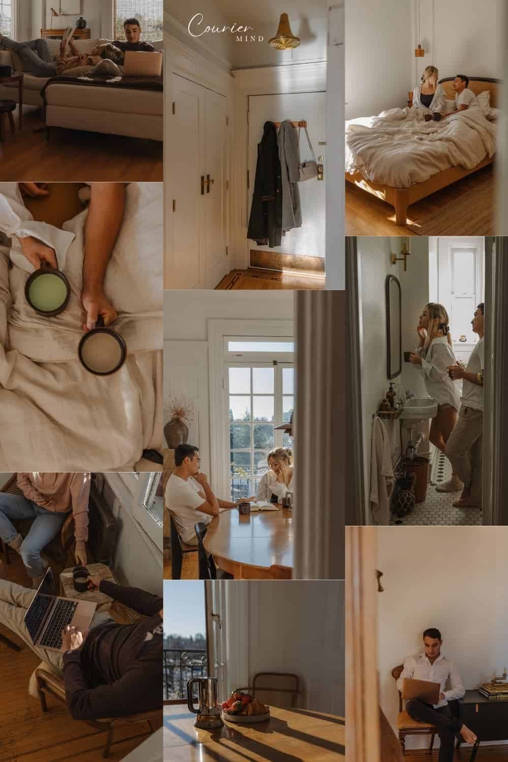 Moodboard showing a couple in a mediocre relationship that looks and feels “fine”.