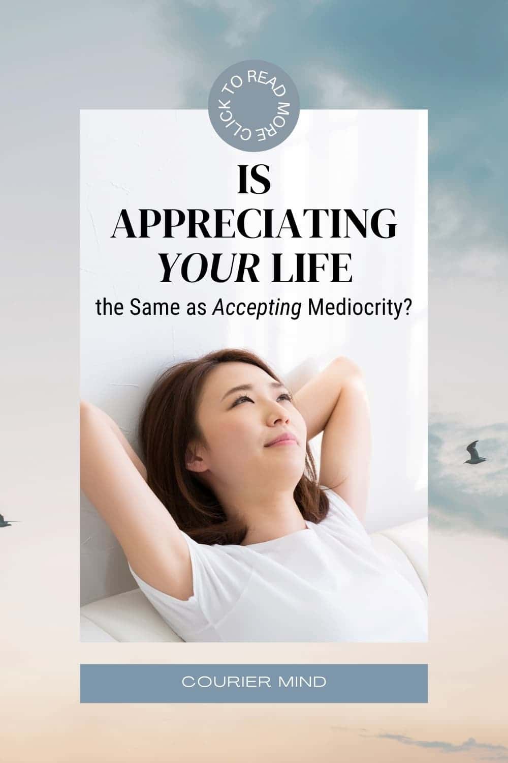 Woman leaning back with her arms behind her head and looking upward.