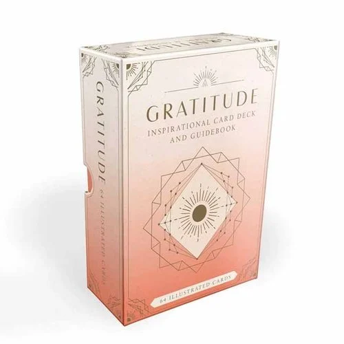 Gratitude card deck in a package.